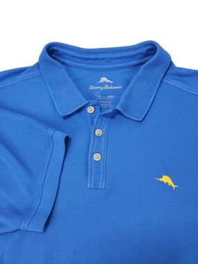 Tommy Bahama Polo Shirt 2XL Blue Supima Cotton Blend Short Sleeve Casual Golf